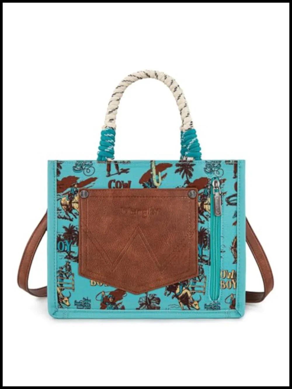 Canvas Tote Bag with Zipper - Western Crossbody Handbag with Adjustable Strap